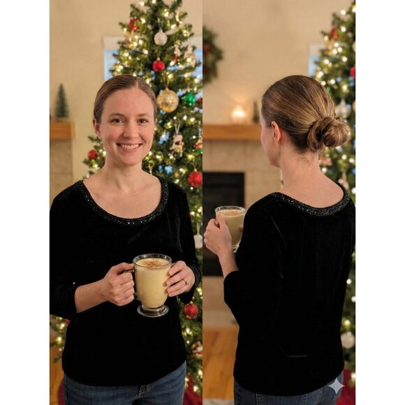 J.R. Nites by Caliendo Black Velvet Beaded Top Size XLG Scoop Neck Evening - Picture 1 of 5